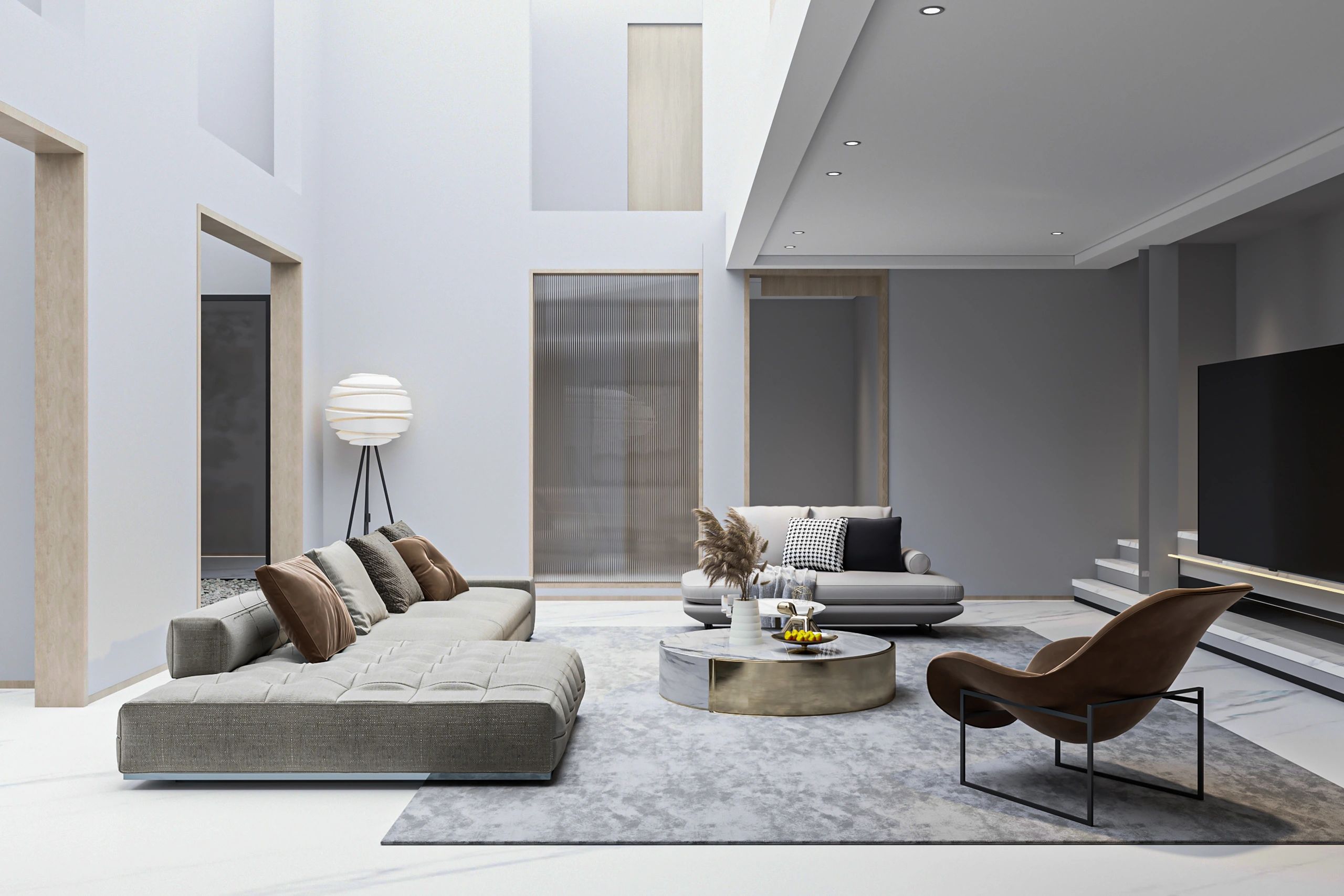 Modern staged living room ready for listing